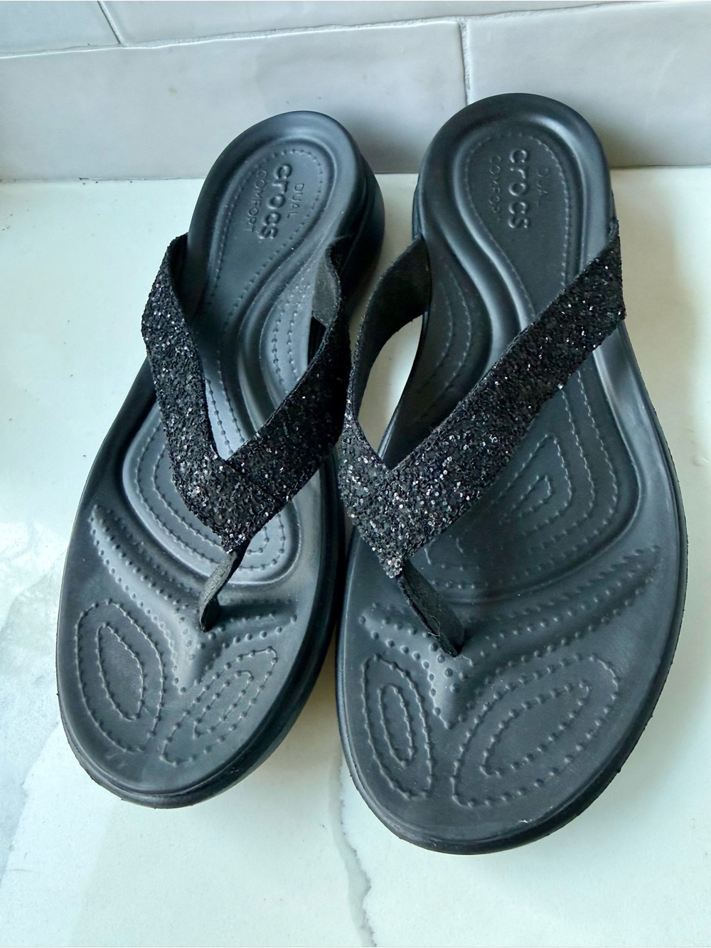 Crocs Women's Glitter Flip Flops